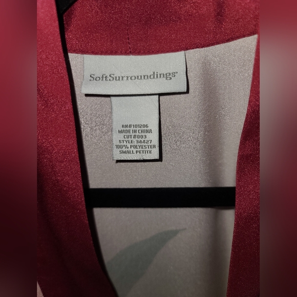 EUC Soft Surroundings Peach Kimono With Green And Purple Accents - Picture 2 of 4